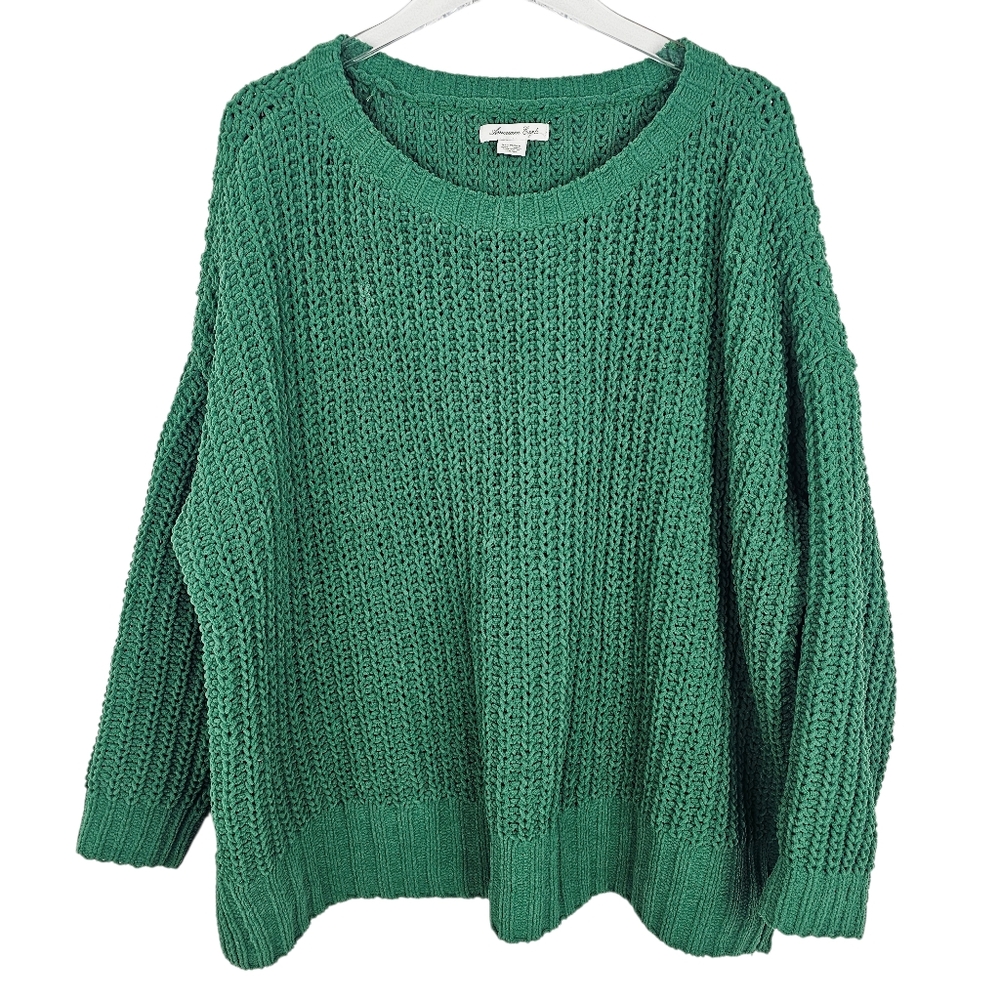 American Eagle Kelly Green Very Oversized Loose Knit Sweater